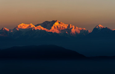 Kanchenjunga peaks seen from Sikkim, India