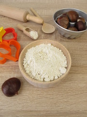 Baking with sweet chestnut flour, marrons