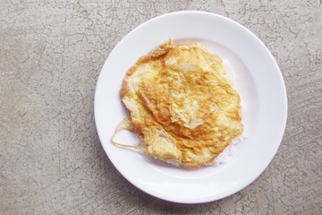 hot egg or omelet on rice