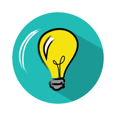 Light bulb icon with fill and stroke on light blue background. Idea concept.