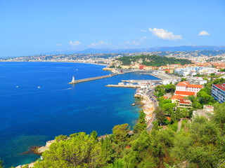 Fototapeta na wymiar View of Nice, mediterranean resort, Cote d'Azur, France. Panoramic view of Nice, France.