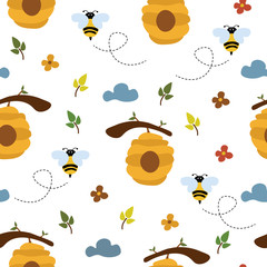 seamless repeat pattern with bees