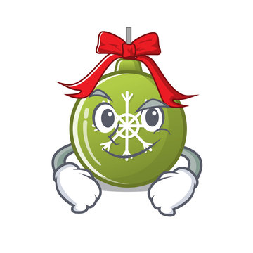 Smirking christmas ball green isolated the cortoon