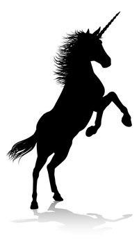 A unicorn silhouette mythical horned horse graphic