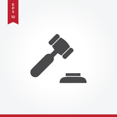 Justice hammer vector icon in modern style for web site and mobile app