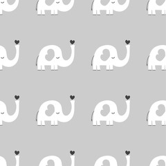Elephant seamless pattern design for kids nursery - funny hand drawn doodle, seamless pattern. 