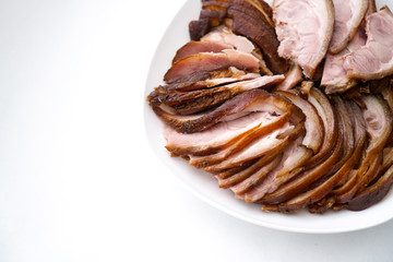 Chinese cuisine pork elbow, On white background
