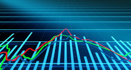 Fototapeta premium Financial digital curve chart, career success and stock market statistics, economic improvement