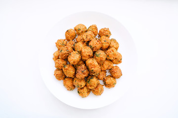 Chinese food croquettes，White background