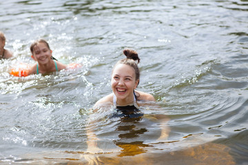 Girl playing in water