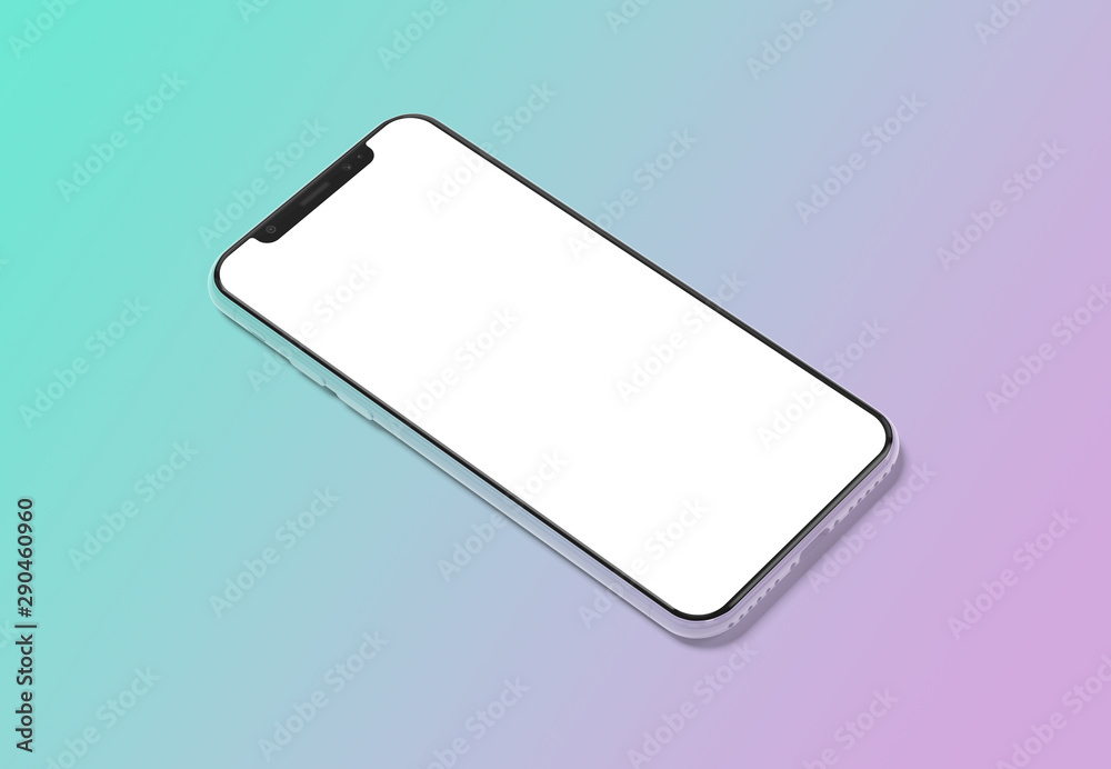 Poster Modern smartphone mockup on gradient background 3D rendering
