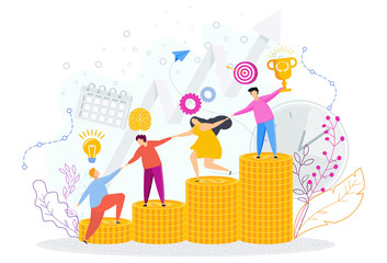 People help each other on ladder of financial success.