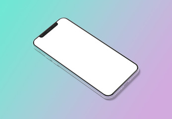 Modern smartphone mockup on gradient background 3D rendering