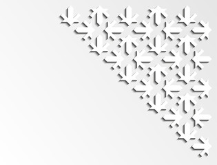 White rough geometric corner design. 3d isometric mosaic vector pattern for background, card, banner. Geometric creative design.