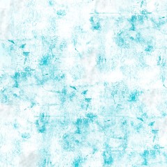 Abstract grunge background with blue stamps on white. Paints scuffs, stains, aged paper, wall. Design for print, decoupage, template, drawing. Cement effect, whitewash, repair process. Old wall decor