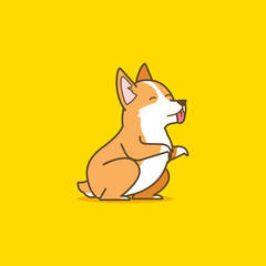 Cute sitting corgi dog illustration, vector animal pet