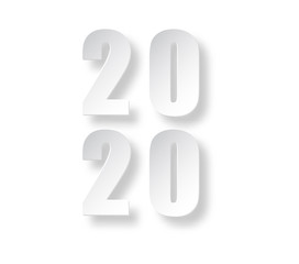 2020 Happy new year creative design background template for greeting card. 2020 new year numbers isolated on transparent background