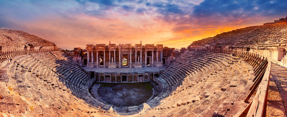Amphitheater in the ancient city of Hierapolis - obrazy, fototapety, plakaty