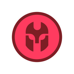 Knight or warrior logo, red circle icon - Vector