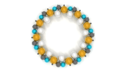 christmas balls crown on white background