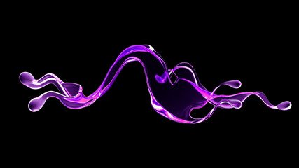 Splash fluid. 3d illustration, 3d rendering.