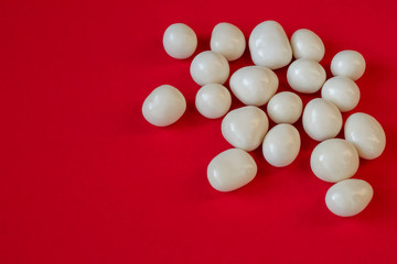 Sun composed with small stones. Copy space. Top view.