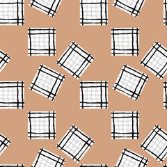 Seamless pattern with squares in the cell, in the cage
