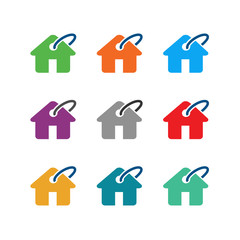 House and price tag logo set. Collection of home sell symbol - Vector