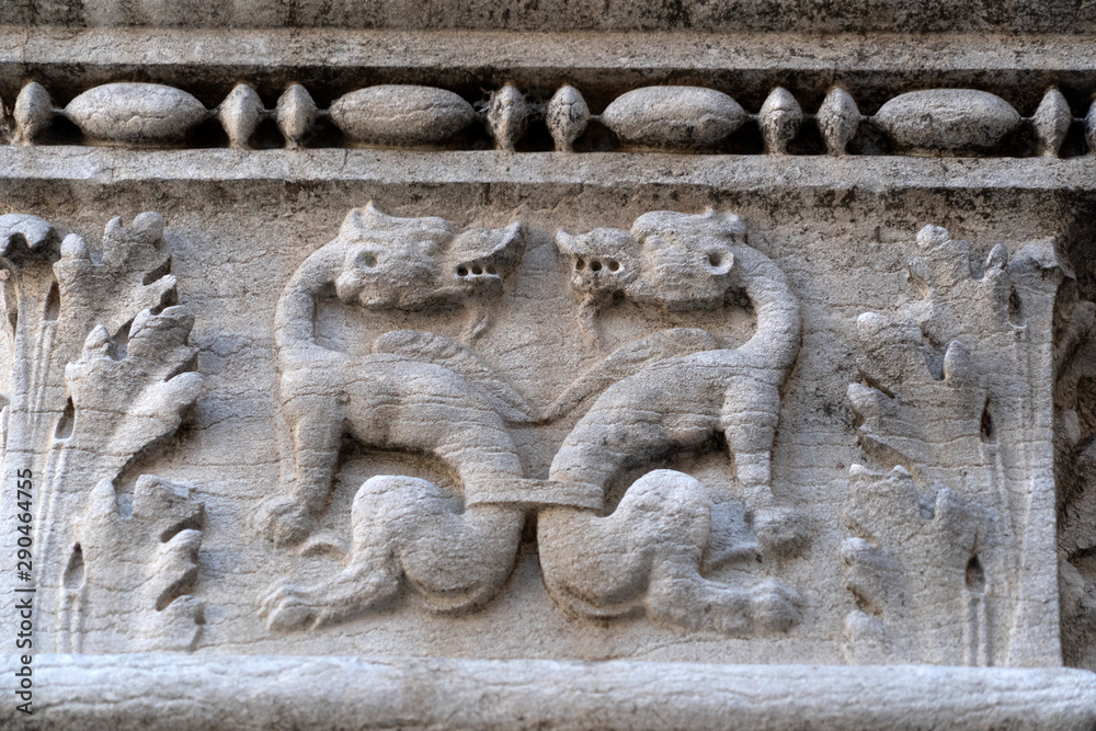 Wall mural doge ducal palace venice capital of column wayside sculpture detail