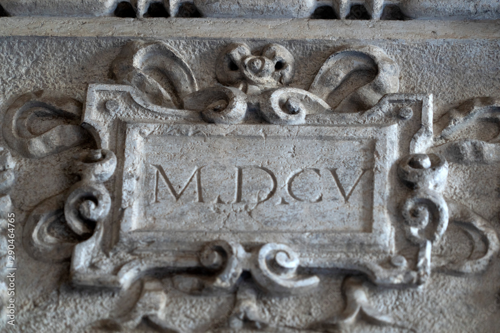 Wall mural doge ducal palace venice capital of column wayside sculpture detail