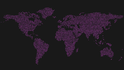 Halftone world map background - vector dot pattern graphic design