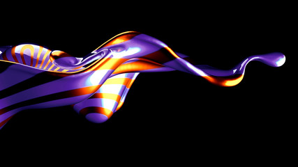 Beautiful elegant metal splash on a black background. 3d illustration, 3d rendering.