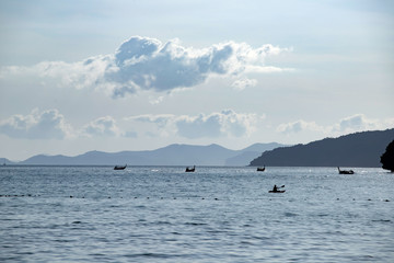 Traditional longtail boat on Tonsai beach, Thailand.