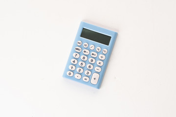calculator on the top view isolated on white background