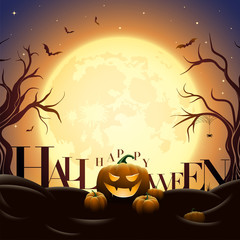 Creepy Halloween midnight illustration