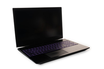 Fototapeta premium black Laptop isolated in white background