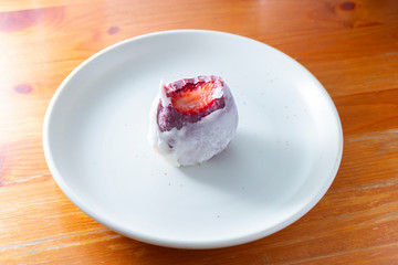 Strawberry in a white plate.