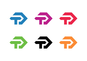 Initial letter TD logo set, hexagon shape alphabet symbol - vector