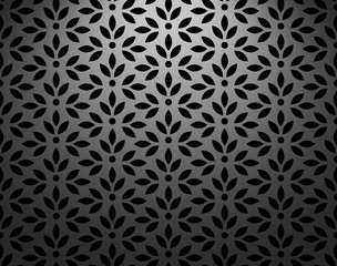 Flower geometric pattern. Seamless vector background. Black ornament