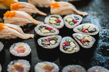 Sushi roll in japan restaurant, delicious dinner