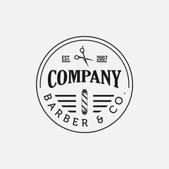 Vintage barbershop vector emblems and labels. Barber badges and logos