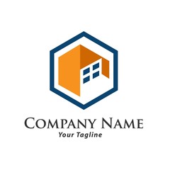 Real estate logo concept illustration,Building logo in classic graphic style