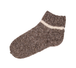 One wool sock on an isolated white background