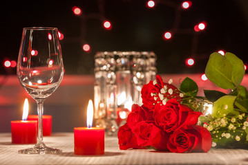 Beautiful romantic dinner date night setting. 