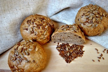 Tasty fresh and healthy flax buns  