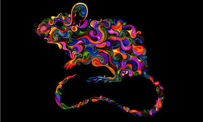 The symbol of the Chinese New Year 2020. Color vector mouse of the original patterns