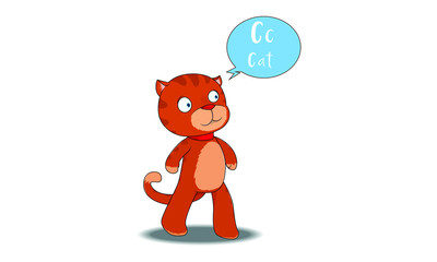 cat cartoon with C alphabet