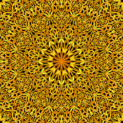 Orange abstract floral garden mandala ornament background - oriental vector graphic design