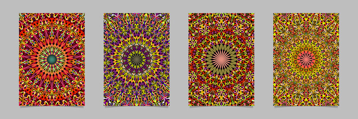 Colorful floral ornate mandala brochure background design template set - vector stationery graphic designs