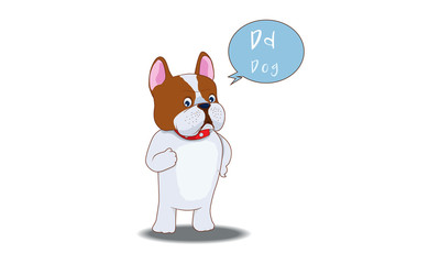 dog cartoon with D alphabet